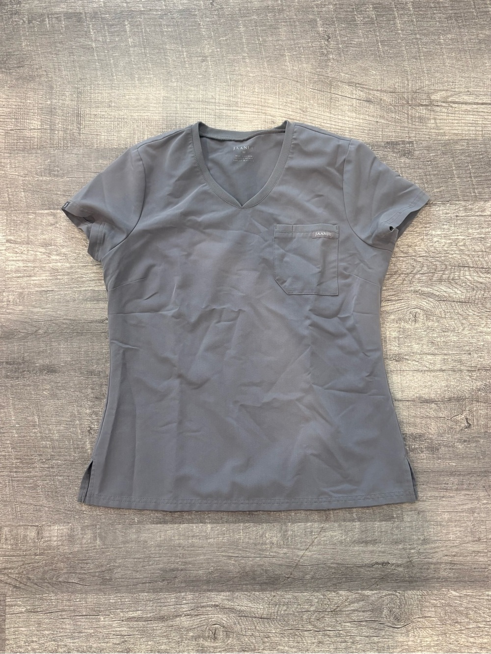 Jaanuu Women's Short Sleeve V-Neck Scrub Top And Pants in Grey